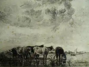 William Unger - Ets naar een schilderij van Albert Cuyp , Hollandsch vee – ca 1880 verkauft für € 15!