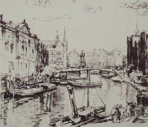 Wilhelm Wagner - Wilhelm Wagner: Lithografie. Amsterdams stadsgezicht, 1921, Oplage 100 ex. kopen? Bied vanaf 39!
