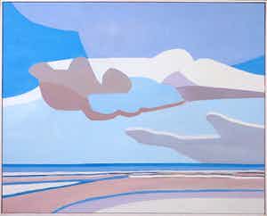 Paul Overhaus - Acryl op doek, Blauwe lucht met wolken - Ingelijst verkocht voor € 100!