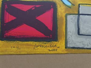 Corneille - KLEURRIJKE SCENE / KLEURLITHO / 70x50cm / SIG / 2001 kopen? Bied vanaf 165!