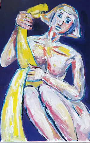 AcheterMartin van Wordragen - acryl op doek - figuur met foulard, gesigneerd l.o.? Enchérissez de 10!