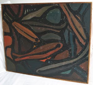 Pieter 't Hart - Ingelijst olieverf op board , “Nannostomus” (‘Potloodvissen’) – 1964 kopen? Bied vanaf 50!