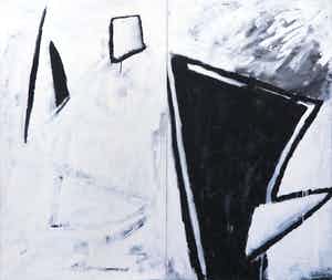 Cor Knops - Acryl op doek, Abstract twee-luik - Ingelijst (Zeer groot) verkocht voor € 1!