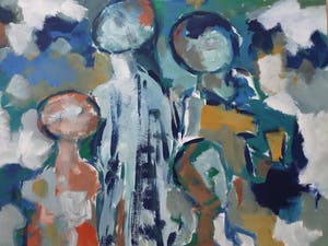 Jelle Hoogstra - Gouache: 'Vier figuren' - 1987 kopen? Bied vanaf 100!