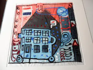 Onno de Graaf - Zeefdruk op Japans papier. titel, " Vuurpot". kopen? Bied vanaf 15!