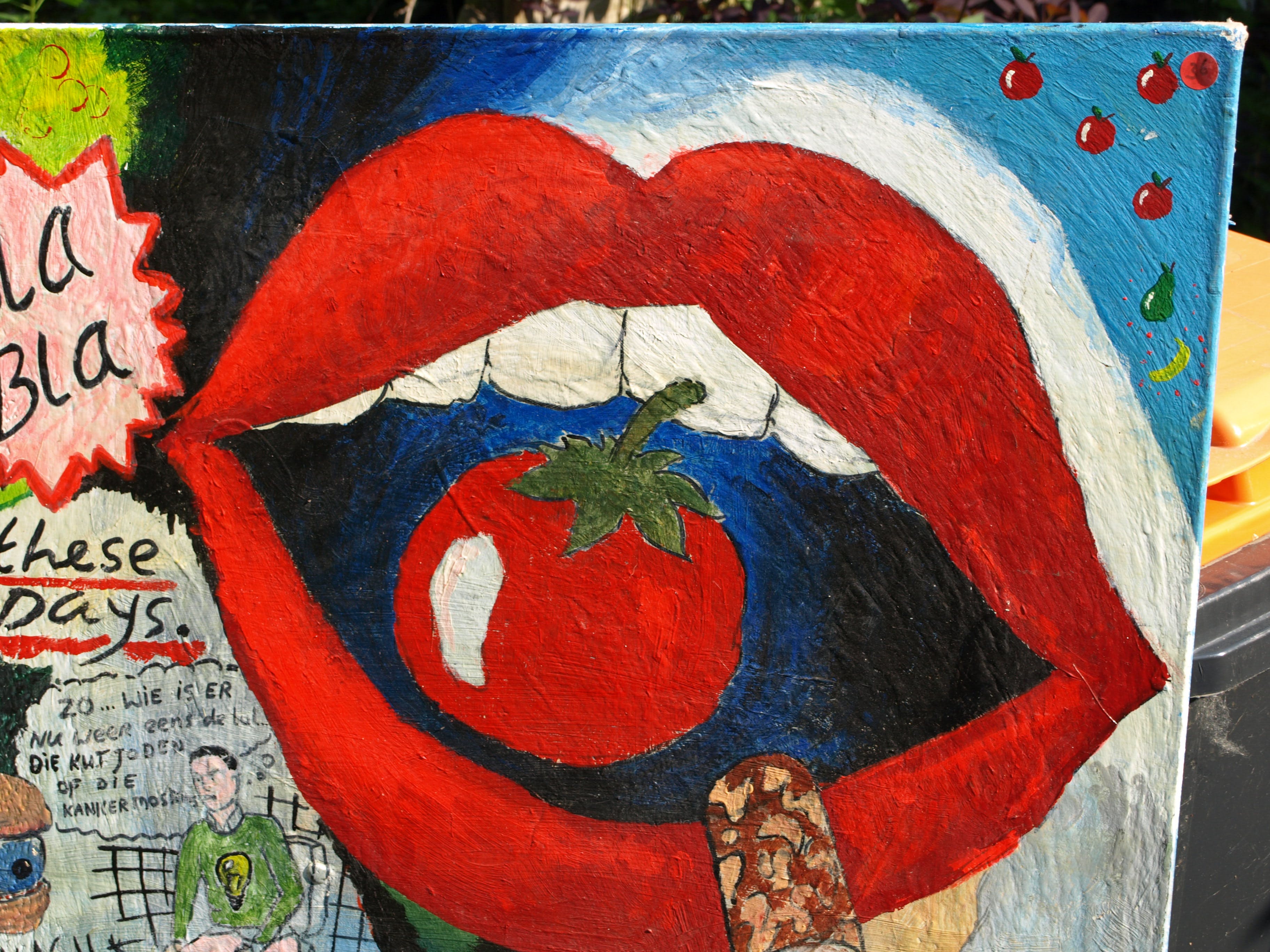 Niet of onleesbaar gesigneerd - Acrylverf op doek , Politics, it’s all a bunch of Bla Bla – 130 x 130 cm - 2006 kopen? Bied vanaf 1!