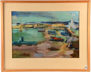 Marjon de Wit - "Haventje in Bretagne" - Gouache, Ingelijst kopen? Bied vanaf 85!