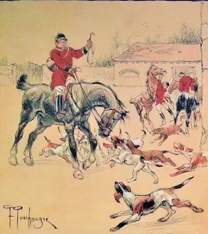 Frederic Puechmagre - "Le Départ" - Kleurenlitho - circa 1900 kopen? Bied vanaf 20!