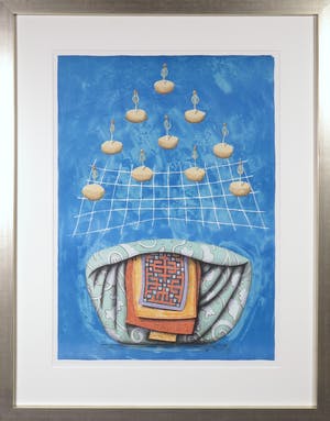 Lon Buttstedt - Litho, Himalaya Blues V - Ingelijst kopen? Bied vanaf 1!