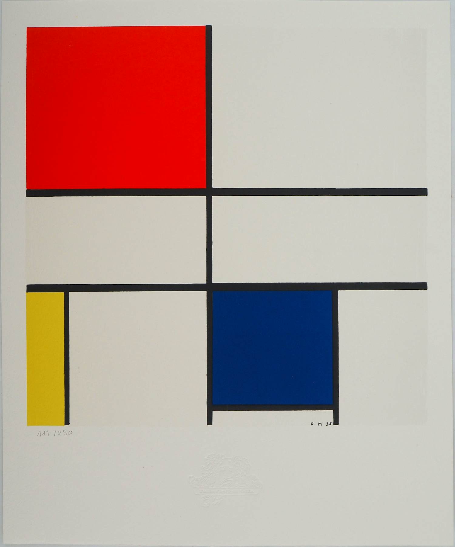 Piet Mondriaan - Piet MONDRIAAN: Compositie C nr. III in rood, blauw en geel, lithografie verkocht voor € 129!