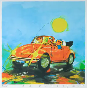 Ad Verstijnen - Zeefdruk, Cabriolet - Ingelijst kopen? Bied vanaf 100!