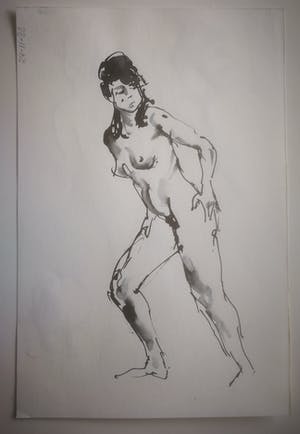 Niet of onleesbaar gesigneerd - 5x naakt. Zittende en staande dames. kopen? Bied vanaf 1!