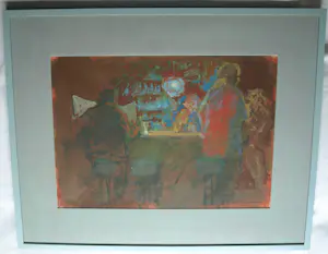 Peter Polderman - Ingelijst , Tempera , In het Café 2 – 1990 - Lijst, 78 x 97 cm kopen? Bied vanaf 150!