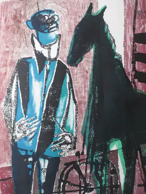 Dick Elffers - Man en paard - Kleurenlitho kopen? Bied vanaf 1!