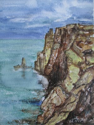 Janny Tollenaar - Aquarel rotskust Ierland kopen? Bied vanaf 30!