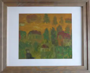Eugène Brands - PERSOON IN EEN LANDSCHAP / OLIEVERFDRUK / 45x55cm / KADER / STICHTING / ZELDZAAM kopen? Bied vanaf 1!