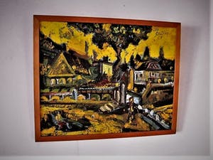Leo Collard - 1 van zijn laatste schilderijen (uit 1974) - "stadsgezicht Utrecht " gesigneerd kopen? Bied vanaf 30!