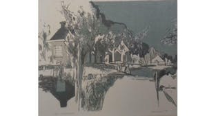 Leo Poelmeijer - Litho. "Dorpstraat te Westzaan/Assendelft. kopen? Bied vanaf 25!