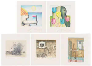 Jörg Remé - e.a: vijf handgesigneerde zeefdrukken: Diverse Composities kopen? Bied vanaf 1!