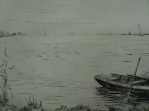 Johan Hemkes - Ets , De Houkesleat (Houkesloot) in Friesland - 1959 kopen? Bied vanaf 1!