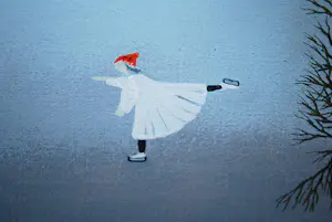 Ilona Schmit - Schaatsers in maanlicht - groot werk - kopen? Bied vanaf 150!