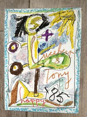 Lucebert - Nieuwjaarswens 1985 verkocht voor € 125!