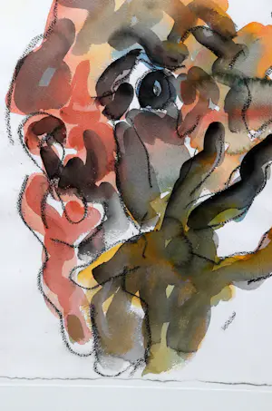 Jan Sierhuis - Gouache/krijt op papier: 'Zonder titel' (1987). kopen? Bied vanaf 350!