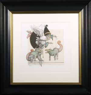 Michael Parkes - Litho, The Puppet Collector - Ingelijst verkocht voor € 300!