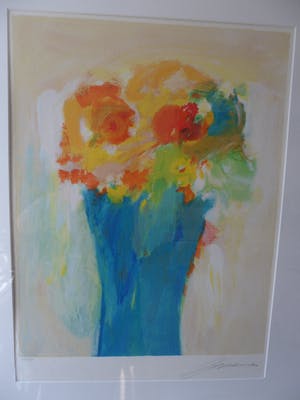 Eugene Brands - Zeefdruk van Eugene Brands ( CoBrA) - Blauwe Vaas kopen? Bied vanaf 240!