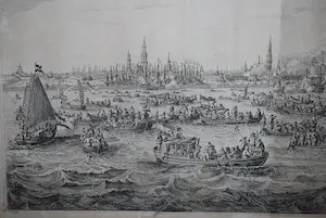 Simon de Vlieger - uitg. BLAEU 1638 - grote ets van 't IJ Amsterdam door Salomon Savrij (1593-1683) kopen? Bied vanaf 150!