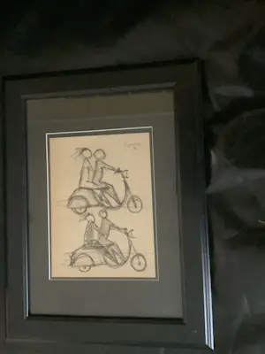 Siep van den Berg - Koopje : Origineel werk , titel scooters . Gesigneerd en ingelijst kopen? Bied vanaf 50!
