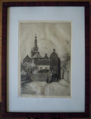 Hendrik de Laat - Originele ets stadsgezicht oud Tilburg centrum. LAATSTE KANS !!!!!!!! kopen? Bied vanaf 25!