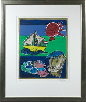 Corneille - Zeefdruk, La chant de la sirène - Ingelijst kopen? Bied vanaf 1!