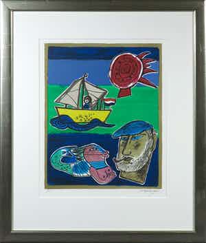 Corneille - Zeefdruk, La chant de la sirène - Ingelijst verkocht voor € 1!