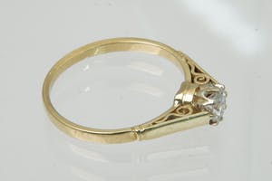 1317 - Chique geel-gouden (14 krt) & diamanten (0.45ct) G/VS solitair-ring kopen? Bied vanaf 670!