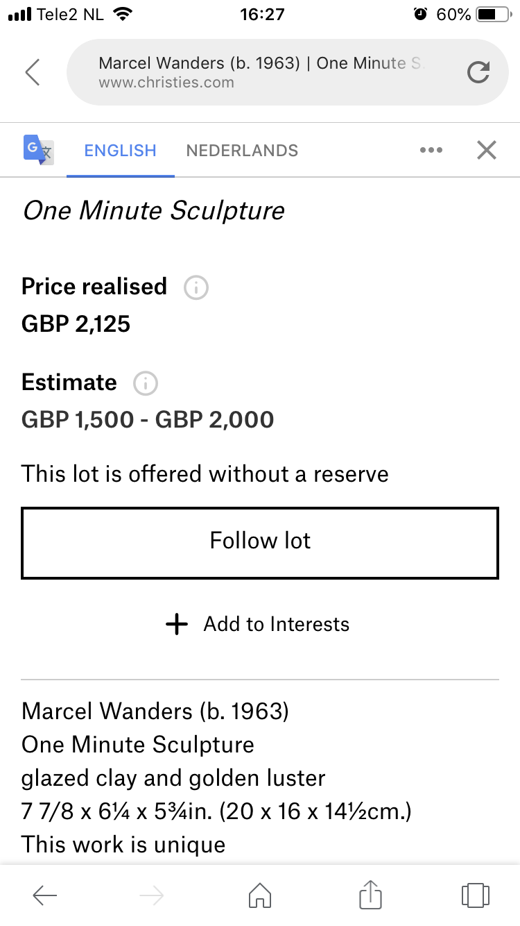 Marcel Wanders - One Minute Sculpture kopen? Bied vanaf 1500!