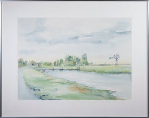 Hannie Dekker - Aquarel, Jisperdijk - Ingelijst kopen? Bied vanaf 1!