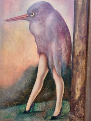 Johannes Garst - 5 Muze - surrealistisch werk - vogel met dames benen kopen? Bied vanaf 90!