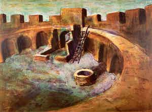 Jeroen Hermkens - Kleurenlitho - 'De Burcht, Leiden' - 1992 verkocht voor € 100!