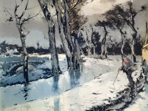 Ferdinand Luigini - Caravan in de winter. kopen? Bied vanaf 44!