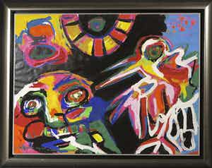 Arnold Zweerman - Gouache, Tropische nacht - Ingelijst verkocht voor € 100!
