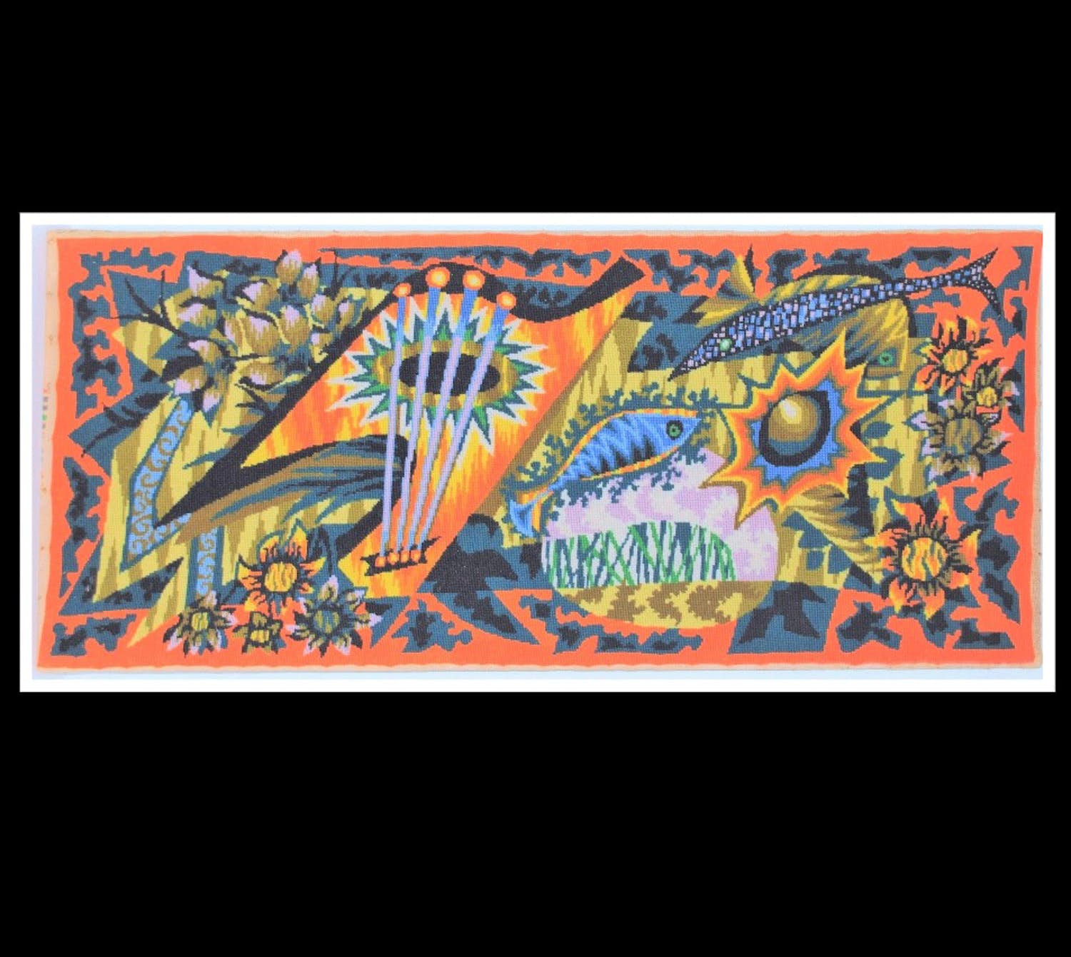 Jean Lurcat - groot handwerk Tapisserie Royal Paris: CITHARE--INCL.litho 1955 Stedelijk Museum verkocht voor € 75!