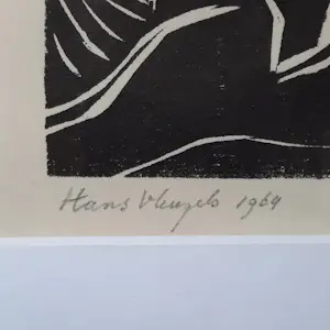 Hans Vleugels - houtsnede 1964 - Landschap - kleine oplage - ingelijst - 25040 kopen? Bied vanaf 75!