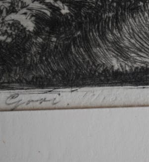 Frans IJserinkhuijsen - Avond in 't Gooi - ets - ingelijst kopen? Bied vanaf 40!