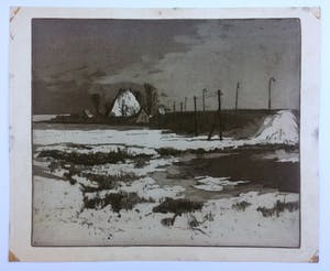 Peter Teeling - Winterlandschap Zaandam - vroege ets uit 1965 kopen? Bied vanaf 50!