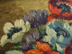 Niet of onleesbaar gesigneerd - Olieverf op doek , Bloemstilleven – gesigneerd & ingelijst - oud kopen? Bied vanaf 1!