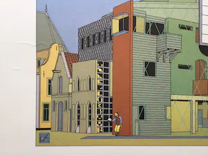 Joost Swarte - "De Toneelschuur" | affiche - ingelijst kopen? Bied vanaf 50!