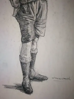 Willem Dooijewaard - Portret staande man in korte broek. kopen? Bied vanaf 79!