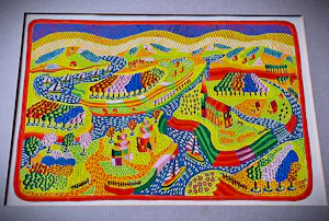 Louis Gans - Kleurrijke GOUACHE op papier "landschap met kerk en kapellen" - gesigneerd kopen? Bied vanaf 78!