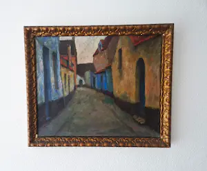 Janus de Winter - Omstreeks 1930 expressionistisch geschilderde "Dorpsstraat" gesigneerd kopen? Bied vanaf 80!